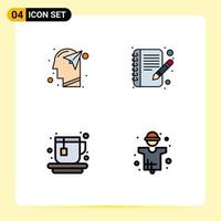 4 iconos creativos signos y símbolos modernos de cabeza caliente mente editar agricultura elementos de diseño vectorial editables vector