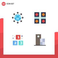 Set of 4 Commercial Flat Icons pack for connection abc world ludo board preschool Editable Vector Design Elements