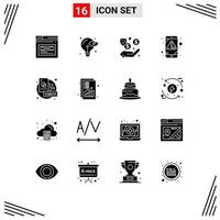 Modern Set of 16 Solid Glyphs and symbols such as board mobile idea error cash Editable Vector Design Elements
