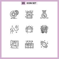 paquete de iconos vectoriales de stock de 9 signos y símbolos de línea para curvas de desarrollo cinta de codificación de Navidad elementos de diseño vectorial editables vector