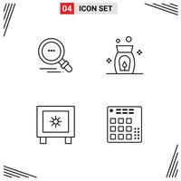 Line Pack of 4 Universal Symbols of search logistic aroma locker controller Editable Vector Design Elements