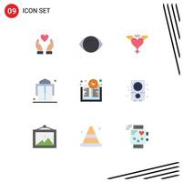 9 Universal Flat Color Signs Symbols of multimedia learning time wings education time girdle Editable Vector Design Elements