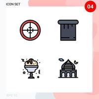 Pictogram Set of 4 Simple Filledline Flat Colors of army glass soldier putty mosque Editable Vector Design Elements