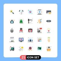 25 User Interface Flat Color Pack of modern Signs and Symbols of computers form plumbing fitness app Editable Vector Design Elements