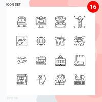 16 Universal Outlines Set for Web and Mobile Applications housekeeping clean biology cleaning man Editable Vector Design Elements