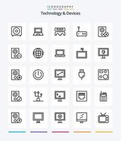 Creative Devices 25 OutLine icon pack  Such As devices. router. hardware. modem. ram vector