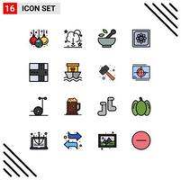 16 Thematic Vector Flat Color Filled Lines and Editable Symbols of road data hospital computing computation Editable Creative Vector Design Elements