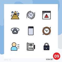 User Interface Pack of 9 Basic Filledline Flat Colors of christmas machine security phone call Editable Vector Design Elements