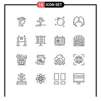 16 Universal Outline Signs Symbols of men movember bomb hipster science Editable Vector Design Elements