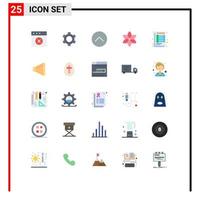 conjunto de colores planos de interfaz móvil de 25 pictogramas de tabla calcular elementos de diseño vectorial editables florales de primavera de medios vector