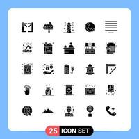 Group of 25 Modern Solid Glyphs Set for align phone letter box ecommerce sea Editable Vector Design Elements