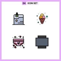 Group of 4 Modern Filledline Flat Colors Set for business love technology ice underwear Editable Vector Design Elements