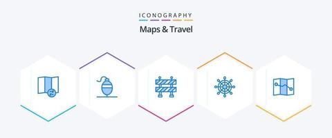 Maps and Travel 25 Blue icon pack including . helm. point vector