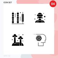 Group of 4 Solid Glyphs Signs and Symbols for drinks food meat female avatar mushroom Editable Vector Design Elements