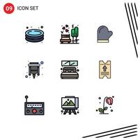 Modern Set of 9 Filledline Flat Colors and symbols such as hdmi connector tree cable kitchen Editable Vector Design Elements