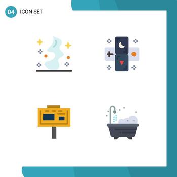 4 Universal Flat Icons Set for Web and Mobile Applications magic bill board witch tarot advertising Editable Vector Design Elements