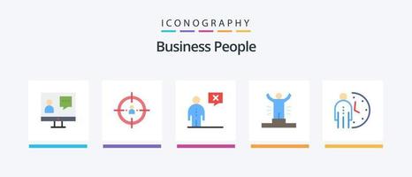 paquete de iconos planos de 5 personas de negocios que incluye humanos. logro. planificación. administración. corporativo. diseño de iconos creativos vector