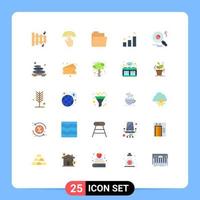 Modern Set of 25 Flat Colors Pictograph of massage markiting folder faind success Editable Vector Design Elements