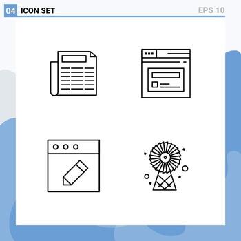 Pictogram Set of 4 Simple Filledline Flat Colors of news mac internet website ecologic Editable Vector Design Elements