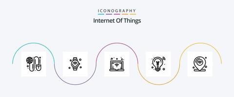 Internet de las cosas paquete de iconos de la línea 5 que incluye Internet. solución inteligente. iot innovación. bulbo vector