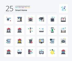 Smart Home 25 Flat Color icon pack including smart. home. home. cctv. house vector