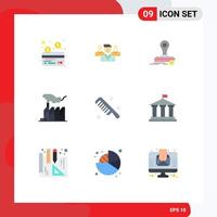 9 User Interface Flat Color Pack of modern Signs and Symbols of comb lobbying clone interest despotism Editable Vector Design Elements