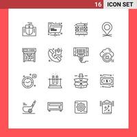 16 Thematic Vector Outlines and Editable Symbols of printing printing creative pin map Editable Vector Design Elements