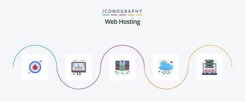 Web Hosting Flat 5 Icon Pack Including hosting. analysis. database server. web. hosting vector