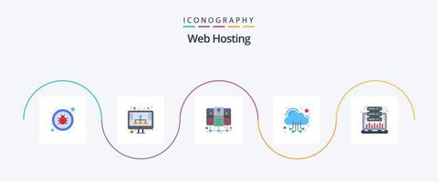 Web Hosting Flat 5 Icon Pack Including hosting. analysis. database server. web. hosting vector