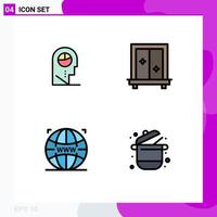 Group of 4 Filledline Flat Colors Signs and Symbols for human web hat mirror web design Editable Vector Design Elements