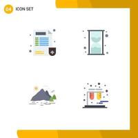 4 Flat Icon concept for Websites Mobile and Apps doctor hill report time mountain Editable Vector Design Elements