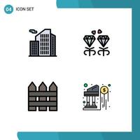 4 Creative Icons Modern Signs and Symbols of building fence office present interior Editable Vector Design Elements