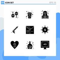 Set of 9 Modern UI Icons Symbols Signs for e utensils halloween construction gun Editable Vector Design Elements