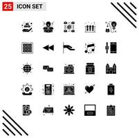 Modern Set of 25 Solid Glyphs and symbols such as storming tub currency test medical Editable Vector Design Elements