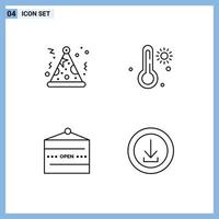 4 iconos creativos signos y símbolos modernos de sombrero restaurante caliente y aplicaciones elementos de diseño vectorial editables vector