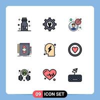 Set of 9 Modern UI Icons Symbols Signs for planning development goal draw tool Editable Vector Design Elements