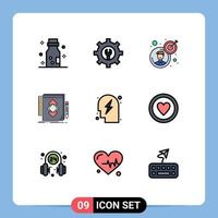 conjunto de 9 iconos modernos de la interfaz de usuario signos de símbolos para la planificación de la herramienta de dibujo de objetivos de desarrollo elementos de diseño vectorial editables vector