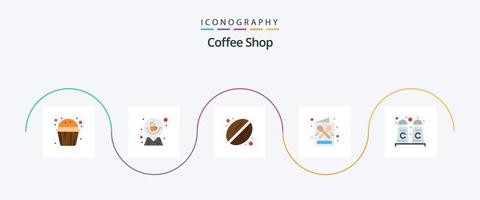 paquete de iconos flat 5 de cafetería que incluye canela. menú. mapa. bebida. café vector