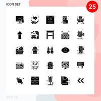 Set of 25 Modern UI Icons Symbols Signs for graphic creative heart art html Editable Vector Design Elements