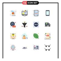 Pictogram Set of 16 Simple Flat Colors of live update clock doc extension alarm phone Editable Pack of Creative Vector Design Elements