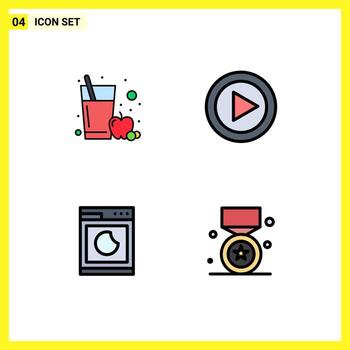 4 Filledline Flat Color concept for Websites Mobile and Apps apple juice machine control play clean Editable Vector Design Elements