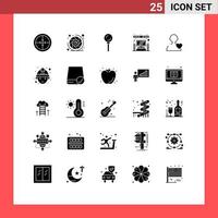 Modern Set of 25 Solid Glyphs and symbols such as user system lens aperture home lollipop Editable Vector Design Elements