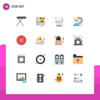 User Interface Pack of 16 Basic Flat Colors of gear engineer bowl construction worker fall Editable Pack of Creative Vector Design Elements