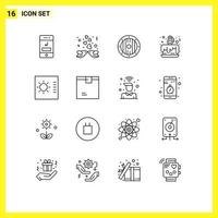 conjunto de 16 iconos de interfaz de usuario modernos símbolos signos para control amor amor día spa elementos de diseño vectorial editables vector