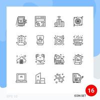 Pictogram Set of 16 Simple Outlines of hospital fan page device location Editable Vector Design Elements