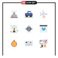 Pack of 9 creative Flat Colors of road traffic plane sharing ideas Editable Vector Design Elements
