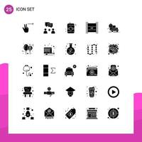 Pictogram Set of 25 Simple Solid Glyphs of time definition video can high hd in filmmaking Editable Vector Design Elements