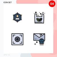 Set of 4 Modern UI Icons Symbols Signs for connection ecommerce people user cinema Editable Vector Design Elements