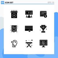 User Interface Pack of 9 Basic Solid Glyphs of money prize banking medal economic Editable Vector Design Elements