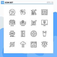 16 Thematic Vector Outlines and Editable Symbols of server data sharing dollar safe deposit Editable Vector Design Elements
